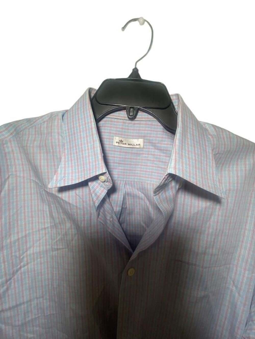 Peter Millar Men's L Long Sleeve Button Down Dress Shirt Blue Pink Striped
